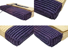 Load image into Gallery viewer, 極美品 BALENCIAGA バレンシアガ クラッチバッグ かごバッグ 002123 ラフィア レザー ベージュ パープル シルバー金具 中古 4b007484