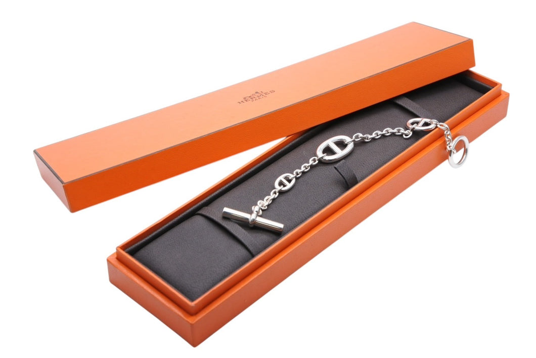 極美品 HERMES エルメス シェーヌダンクル ファランドール ブレスレットST H104567B 重量約25.4g 全長約18cm 中古 4b007486