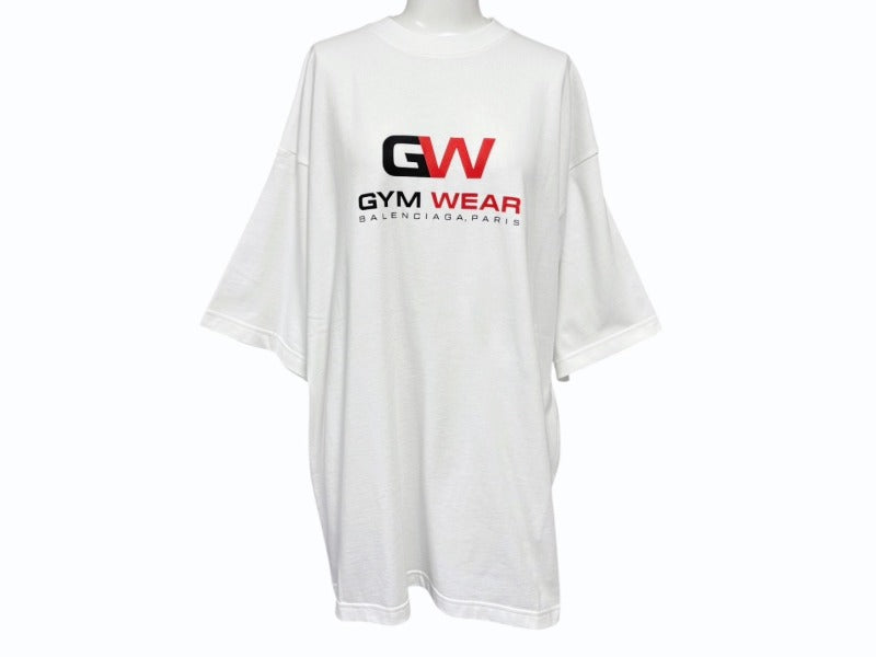 BALENCIAGA バレンシアガ 2020AW GYM WEAR 半袖Tシャツ フロントプリント コットン 620941 TIVD5 美品 中古 4b007501