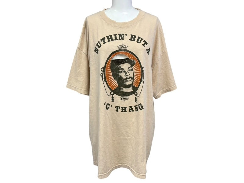 VINTAGE ヴィンテージ DR.DRE ドクタードレ 半袖Tシャツ コットン ベージュ グリーン サイズXL 良品 中古 4b007504