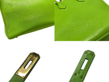 Load image into Gallery viewer, エルメス HERMES オータクロア 32 ハンドバッグ グリーン アップル ヴォーガリバー ゴールド金具 口A刻印 美品 中古 4b007512