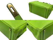 Load image into Gallery viewer, エルメス HERMES オータクロア 32 ハンドバッグ グリーン アップル ヴォーガリバー ゴールド金具 口A刻印 美品 中古 4b007512