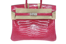 Load image into Gallery viewer, 未使用 HERMES エルメス BIRKIN バーキン25 ハンドバッグ ポロサス ローズシェヘラザード シルバー金具 U刻印 2022年製 中古 4b007513