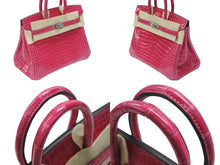 Load image into Gallery viewer, 未使用 HERMES エルメス BIRKIN バーキン25 ハンドバッグ ポロサス ローズシェヘラザード シルバー金具 U刻印 2022年製 中古 4b007513