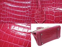 Load image into Gallery viewer, 未使用 HERMES エルメス BIRKIN バーキン25 ハンドバッグ ポロサス ローズシェヘラザード シルバー金具 U刻印 2022年製 中古 4b007513