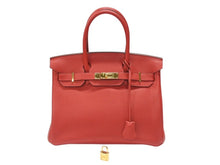 Load image into Gallery viewer, 極美品 HERMES エルメス バーキン30 ルージュトマト A刻印 トリヨンクレマンス ゴールド金具 ハンドバッグ 中古 4b007519