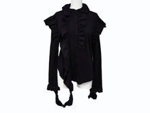 画像をギャラリービューアに読み込む, 極美品 VETEMENTS ヴェトモン 長袖シャツ フリル WE64SH200B ポルトガル製 コットン ブラック サイズS 中古 4b007525