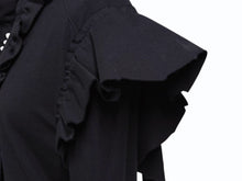 画像をギャラリービューアに読み込む, 極美品 VETEMENTS ヴェトモン 長袖シャツ フリル WE64SH200B ポルトガル製 コットン ブラック サイズS 中古 4b007525