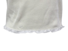 画像をギャラリービューアに読み込む, 極美品 MIU MIU ミュウミュウ レース 装飾半袖 Tシャツ XS リブニット MJN580 ブランド ロゴ アイボリー コットン 中古 4b007529