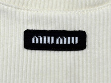画像をギャラリービューアに読み込む, 極美品 MIU MIU ミュウミュウ レース 装飾半袖 Tシャツ XS リブニット MJN580 ブランド ロゴ アイボリー コットン 中古 4b007529