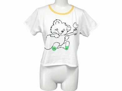 新品未使用 KAPITAL キャピタル 20/-天竺 クロップドT (リトルベア&ハーモニーpt) Tシャツ K2506SC230 イエロー サイズ1 中古 4b007541