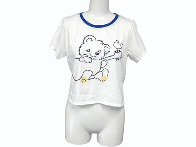 新品未使用 KAPITAL キャピタル 20/-天竺 クロップドT (リトルベア&ハーモニーpt) Tシャツ K2506SC230 ブルー サイズ1 中古 4b007542