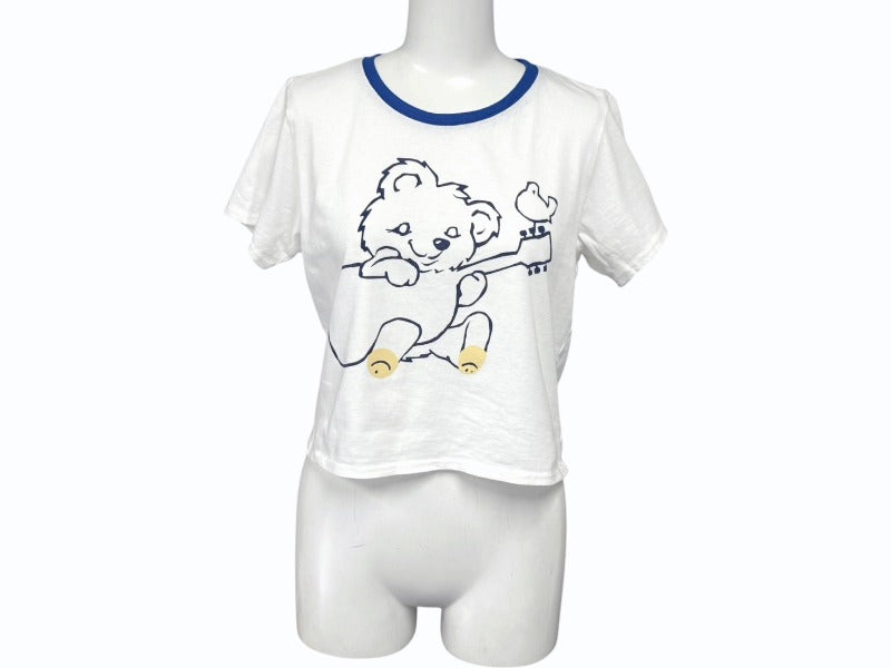 新品未使用 KAPITAL キャピタル 20/-天竺 クロップドT (リトルベア&ハーモニーpt) Tシャツ K2506SC230 ブルー サイズ1 中古 4b007542