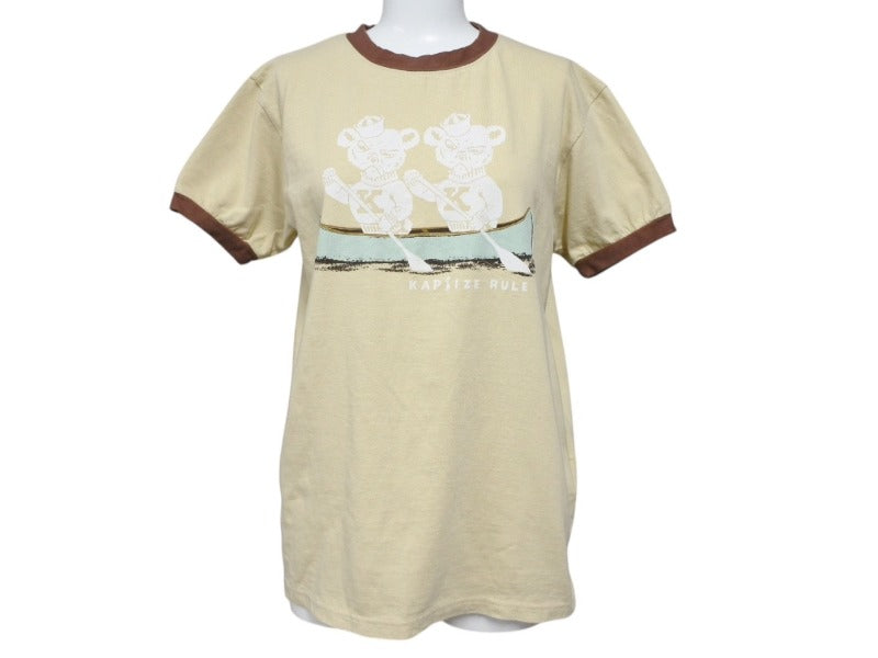 新品未使用 KAPITAL キャピタル 20/-天竺 リンガーT(K'BEARpt) Tシャツ K2502SC017 ベージュ ブラウン サイズ1 中古 4b007546