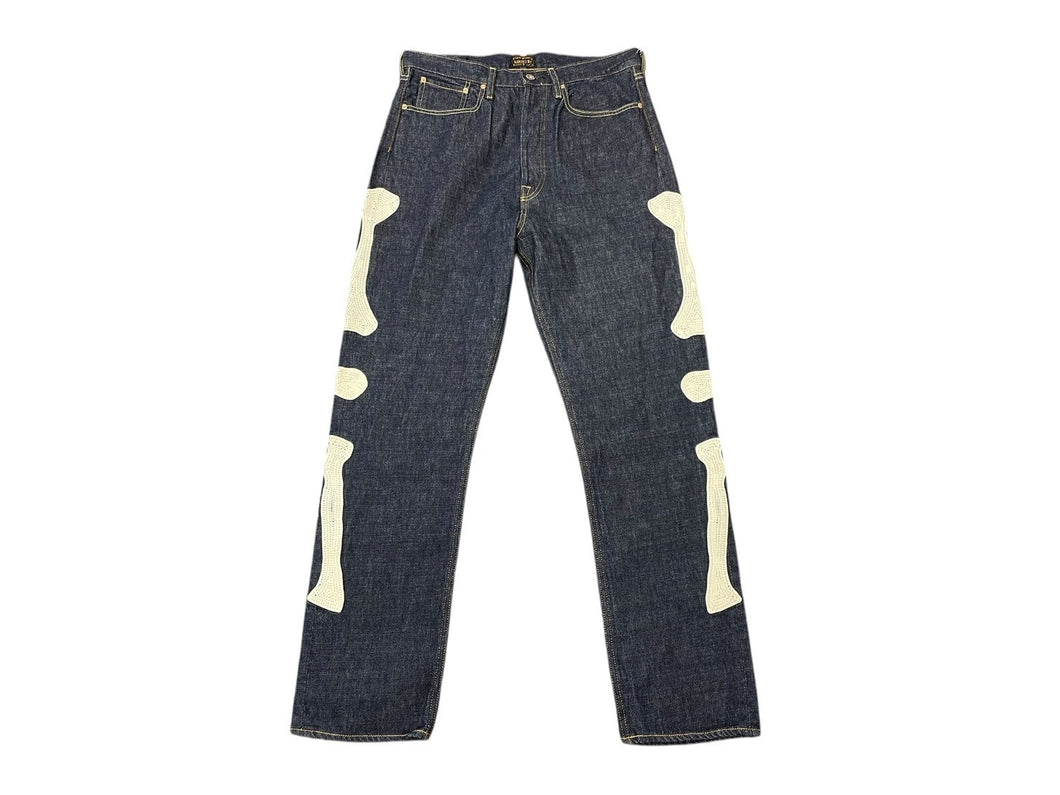 新品未使用 KAPITAL キャピタル MEXICAN TUXEDO メキシカンタキシード デニムパンツ EK-1528LPA サイズ32 12.5oz ボーン刺繍 中古 4b007547