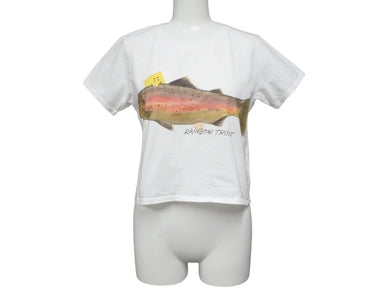 新品未使用 KAPITAL キャピタル 20/-天竺 クロップドT(トラウト1匹PECKISH RAINBOWYpt) Tシャツ K2508SC001 ホワイト サイズ1 中古 4b007548