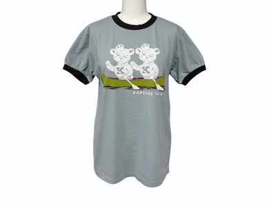 新品未使用 KAPITAL キャピタル 20/-天竺 リンガーT(K'BEARpt) Tシャツ K2502SC017 ブラック ブルー サイズ1 中古 4b007551