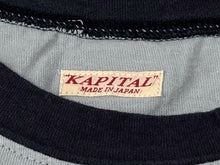 画像をギャラリービューアに読み込む, 新品未使用 KAPITAL キャピタル 20/-天竺 リンガーT(K&#39;BEARpt) Tシャツ K2502SC017 ブラック ブルー サイズ1 中古 4b007551