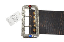 画像をギャラリービューアに読み込む, 新品未使用 KAPITAL キャピタル オイルレザーディスコバックルワイドベルト K1709XG560BLK ブラウン レザー スタッズ 4b007562