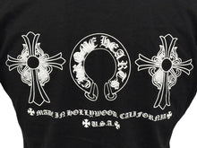 画像をギャラリービューアに読み込む, 極美品 CHROME HEARTS クロムハーツ V字ネック 半袖Ｔシャツ ホースシュー U.S.A製 コットン ブラック ホワイト サイズS 中古 4b007600