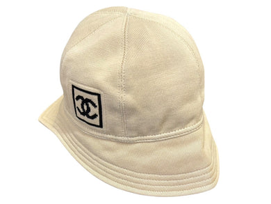 CHANEL シャネル スポーツライン バケットハット ココマーク ベージュ コットン サイズM 美品 中古 4b007605
