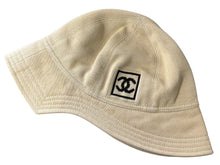 画像をギャラリービューアに読み込む, CHANEL シャネル スポーツライン バケットハット ココマーク ベージュ コットン サイズM 美品 中古 4b007605