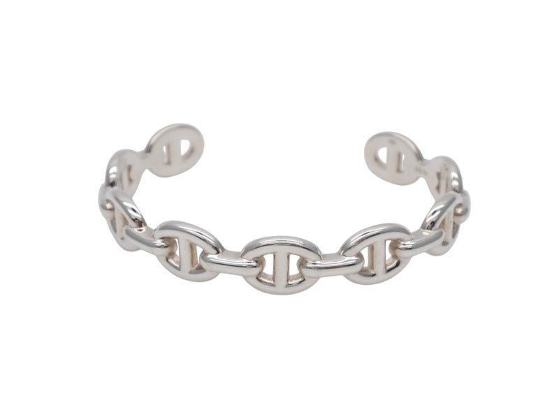 極美品 HERMES エルメス シェーヌダンクル アンシェネ バングル 重量約22g サイズSH Ag925刻印 9コマ シルバー925 中古 4b007606