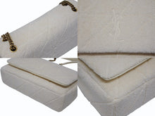 画像をギャラリービューアに読み込む, 極美品 YVES SAINT LAURENT イヴサンローラン テリーパッチワーク モノグラム ジェイミー ショルダーバッグ ホワイト ゴールド金具 中古 4b007611