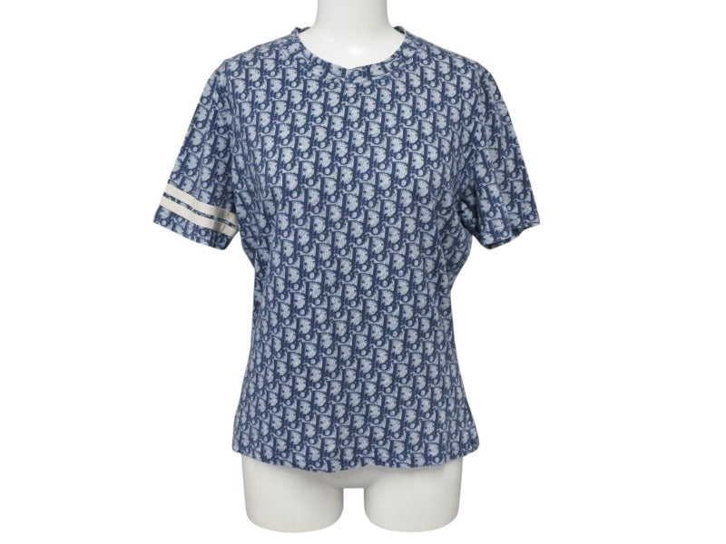 極美品 Christian Dior クリスチャンディオール 半袖Tシャツ 2P12155050 サイズ42 トロッター柄 ネイビー ガリアーノ期 中古 4b007613