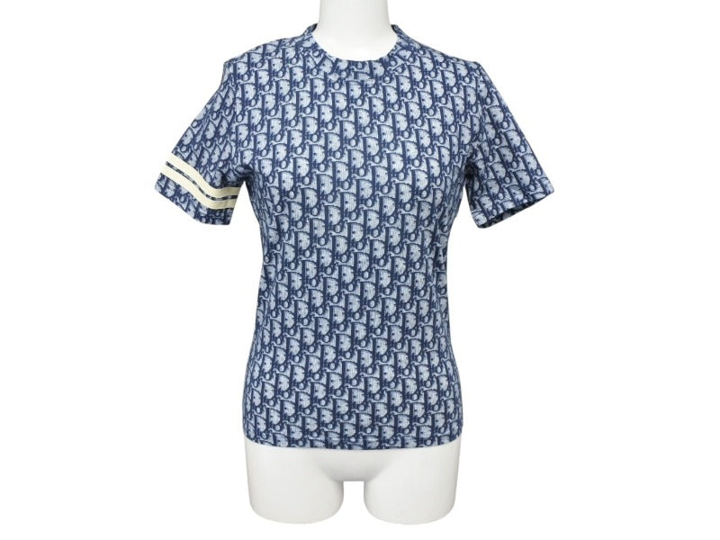 CHRISTIAN DIOR クリスチャンディオール 半袖Tシャツ 2P12155050 サイズ36 トロッター柄 ネイビー ガリアーノ期 美品 中古 4b007615