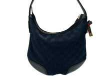Load image into Gallery viewer, GUCCI グッチ ワンショルダーバッグ ハンドバッグ ホーボー ブラック シルバー金具 GGキャンバス レザー レディース 美品 中古 4b007617