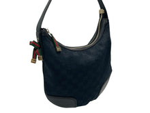 Load image into Gallery viewer, GUCCI グッチ ワンショルダーバッグ ハンドバッグ ホーボー ブラック シルバー金具 GGキャンバス レザー レディース 美品 中古 4b007617