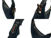 Load image into Gallery viewer, GUCCI グッチ ワンショルダーバッグ ハンドバッグ ホーボー ブラック シルバー金具 GGキャンバス レザー レディース 美品 中古 4b007617