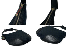 Load image into Gallery viewer, GUCCI グッチ ワンショルダーバッグ ハンドバッグ ホーボー ブラック シルバー金具 GGキャンバス レザー レディース 美品 中古 4b007617