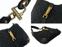 Load image into Gallery viewer, 極美品 GUCCI グッチ ニュージャッキー ワンショルダーバッグ 120885 214397 GGキャンバス レザー ブラック ゴールド金具 中古 4b007618