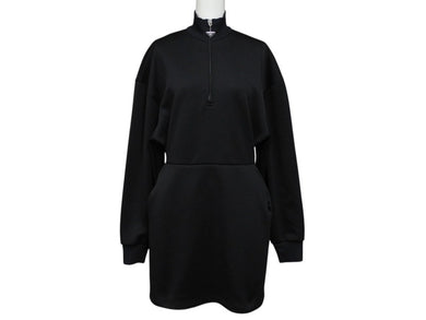 極美品 PRADA プラダ スウェット ワンピース ドレス 2023 WS15420 トライアングルロゴ ブラック シルバー金具 中古 4b007621