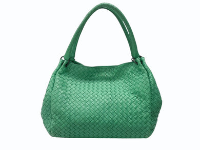 BOTTEGA VENETA ボッテガヴェネタ イントレチャート ショルダーバッグ WS14311 グリーン レザー スウェード 美品 中古 4b007628