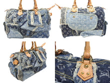 画像をギャラリービューアに読み込む, LOUIS VUITTON ルイヴィトン スピーディ30 ハンドバッグ M95380 モノグラムデニム パッチワーク ブルー 美品 中古 4b007647