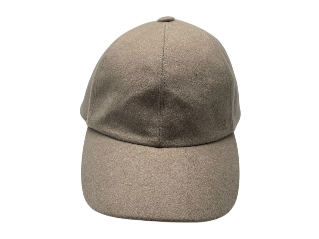 HERMES エルメス ライリー キャップ セリエボタン Hロゴ刺繍 ベージュ カシミヤ コットン シルク 59 634363N 良品 中古 4b007665