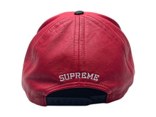 画像をギャラリービューアに読み込む, SUPREME シュプリーム MENACE Ⅱ SOCIETY キャップ 刺繍 レッド ブラック レザー 美品 中古 4b007666