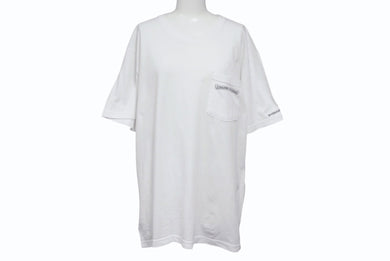 CHROME HEARTS クロムハーツ スクラロールラベル 半袖Ｔシャツ ホワイト ブラック コットン L 美品 中古 4b007685