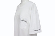 画像をギャラリービューアに読み込む, CHROME HEARTS クロムハーツ スクラロールラベル 半袖Ｔシャツ ホワイト ブラック コットン L 美品 中古 4b007685