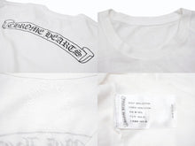 画像をギャラリービューアに読み込む, CHROME HEARTS クロムハーツ スクラロールラベル 半袖Ｔシャツ ホワイト ブラック コットン L 美品 中古 4b007685