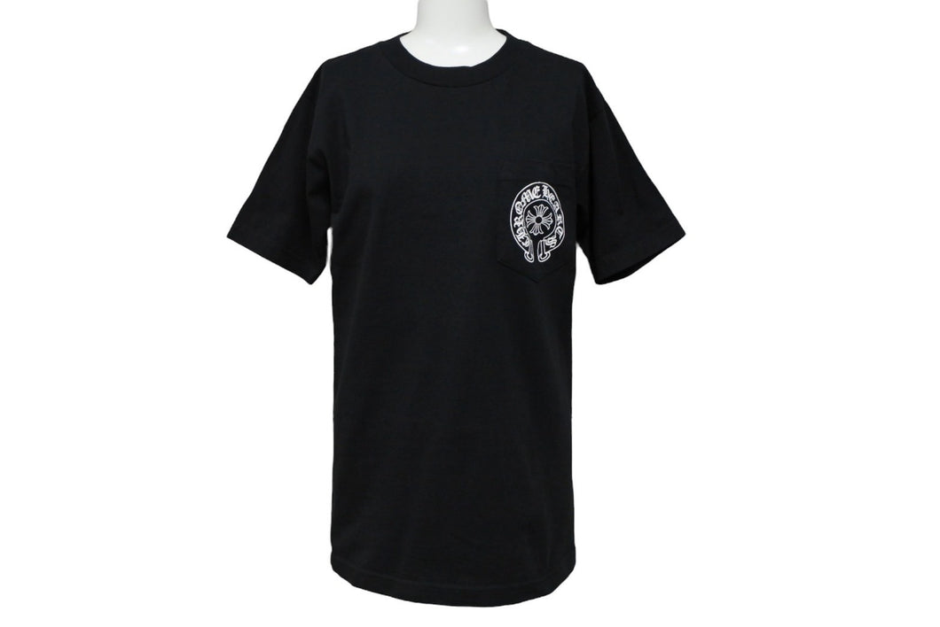 CHROME HEARTS クロムハーツ ホノルル限定 ホースシュー 半袖Ｔシャツ ブラック ホワイト コットン S 中古 4b007687
