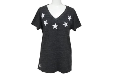 CHROME HEARTS クロムハーツ 半袖Vネック スタープリントTシャツ グレー ホワイト コットン L 美品 中古 4b007689