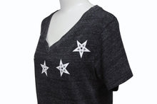 画像をギャラリービューアに読み込む, CHROME HEARTS クロムハーツ 半袖Vネック スタープリントTシャツ グレー ホワイト コットン L 美品 中古 4b007689