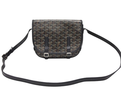 GOYARD ゴヤール BELVEDERE PM ベルヴェデーレPM ショルダーバッグ ブラック PVC レザー シルバー金具 良品 中古 4b007694