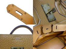Load image into Gallery viewer, 激レア HERMES エルメス Hac オータクロア55 ハンドバッグ アルデンヌ ナチュラル ブロンズ金具 ○T刻印 美品 中古 4b007696