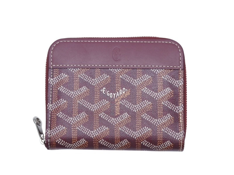 極美品 GOYARD ゴヤール マティニョンPM ラウンドファスナー 財布 ボルドー PVCコーティングキャンバス レザー 中古 4b007716