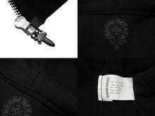 Load image into Gallery viewer, CHROME HEARTS クロムハーツ 星条旗 ジップ パーカー ブラック サーマル フーディ― シルバー金具 サイズM 美品 中古 4b007720
